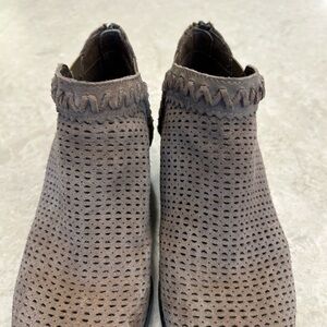 Earth Taupe Perforated Ankle Booties